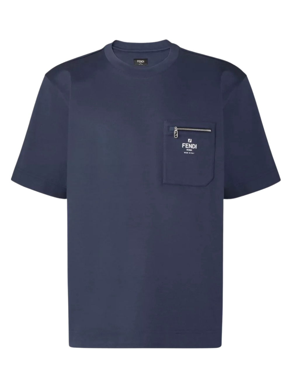 Fendi Roma Zip Detail T-Shirt - Navy