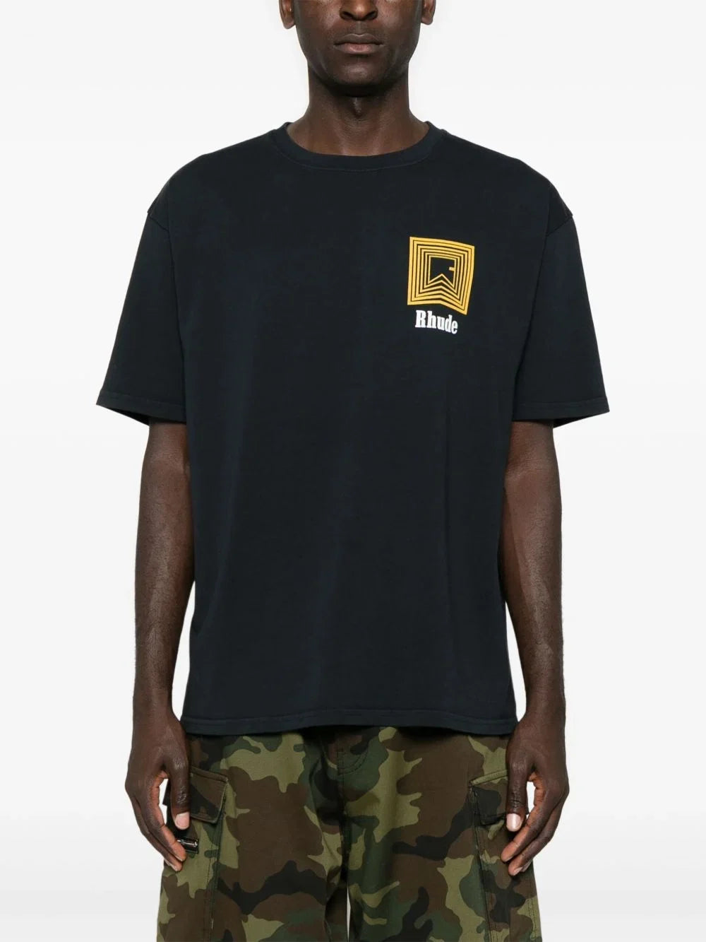 Rhude Chevron Repeat Logo T-Shirt - Black/Yellow