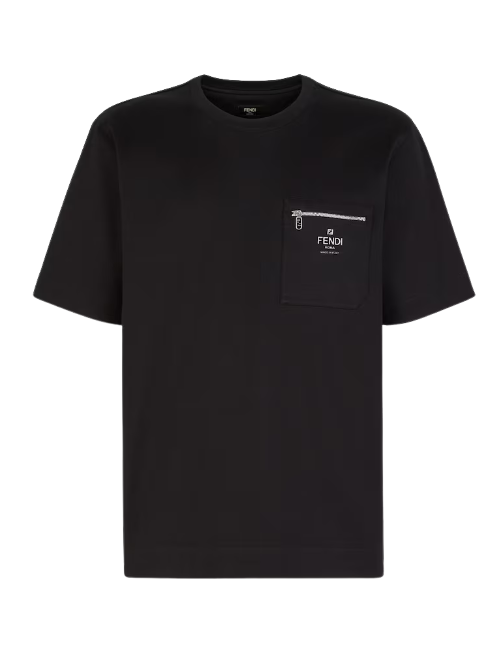 Fendi Roma Zip Detail T-Shirt - Black