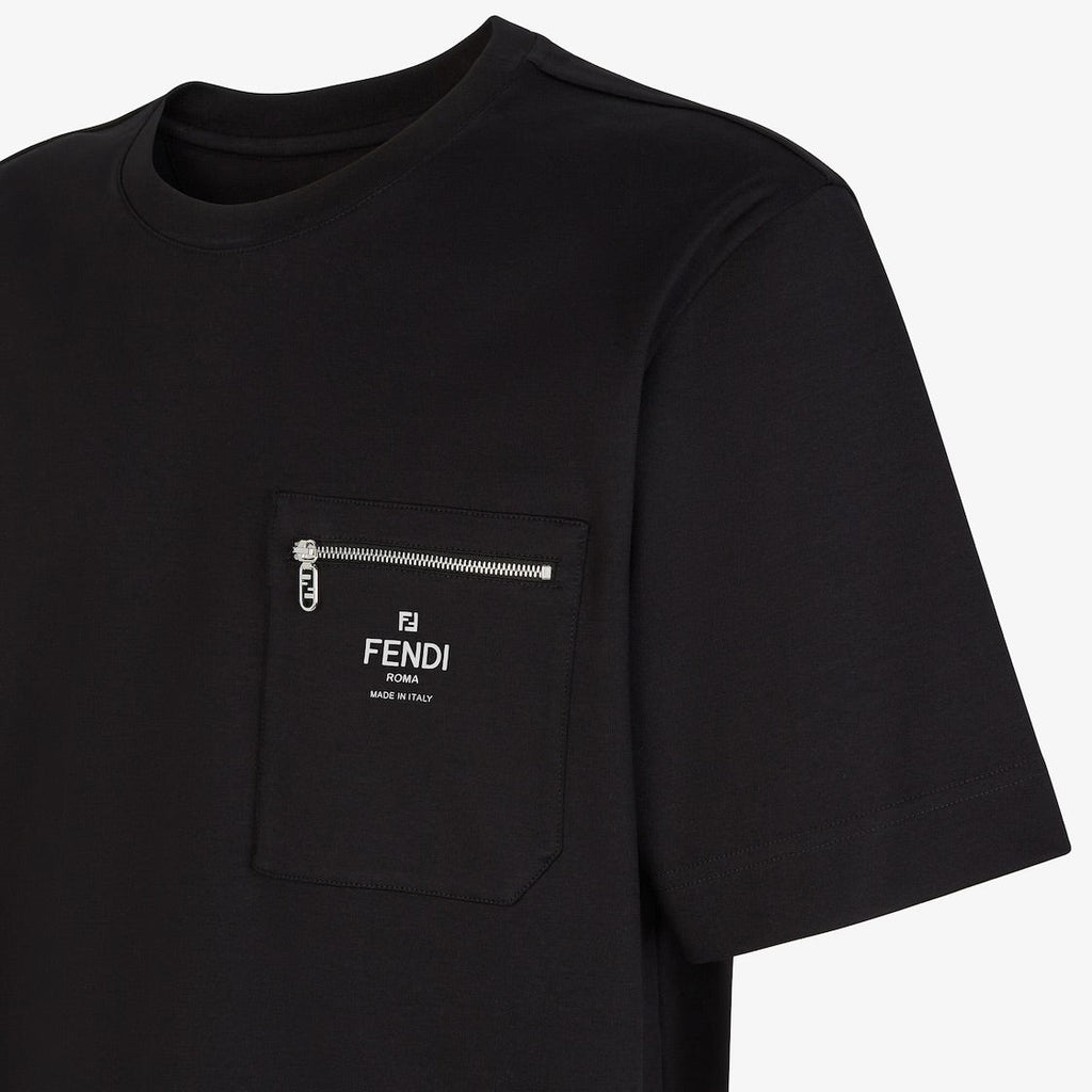 Fendi Roma Zip Detail T-Shirt - Black