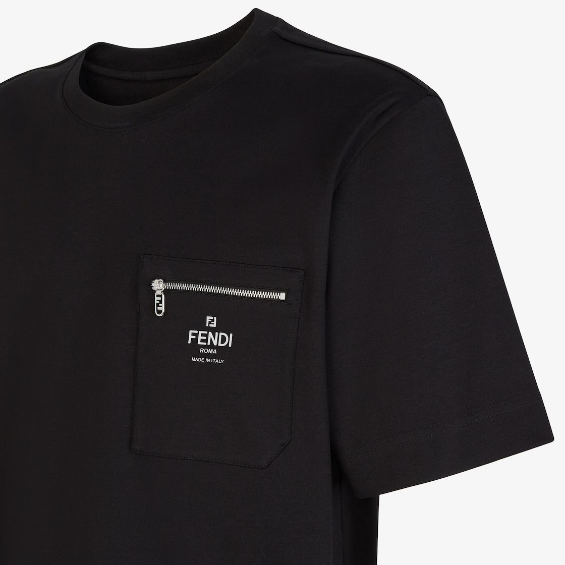 Fendi Roma Zip Detail T-Shirt - Black