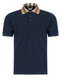 Burberry Cody Check-Trim Short Sleeve Polo - Smoked Navy