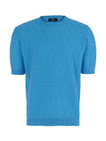 Fendi Textured Knit Pullover T-Shirt — Light Blue