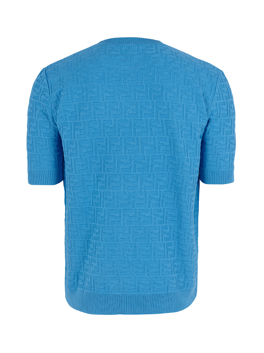 Fendi Textured Knit Pullover T-Shirt — Light Blue