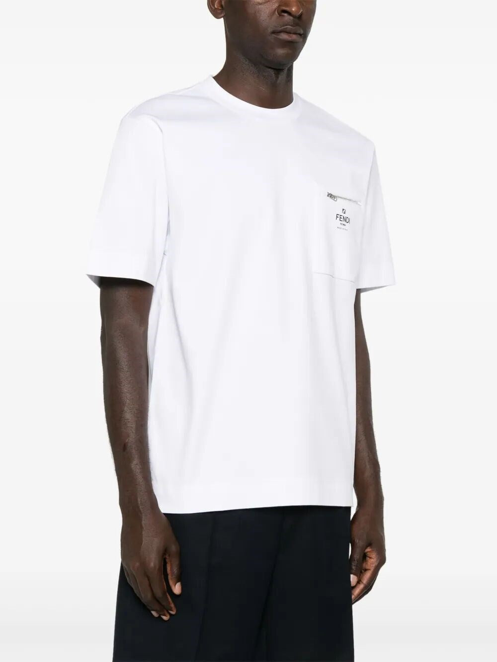 Fendi Roma Zip Detail T-Shirt — White