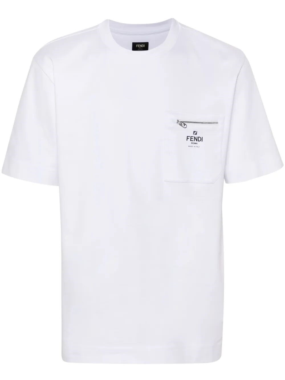 Fendi Roma Zip Detail T-Shirt — White