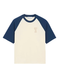 Ami Paris De Coeur Knitted Patch T-Shirt - Cream Blue