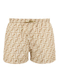 Fendi FF-Print Swimshorts - Beige