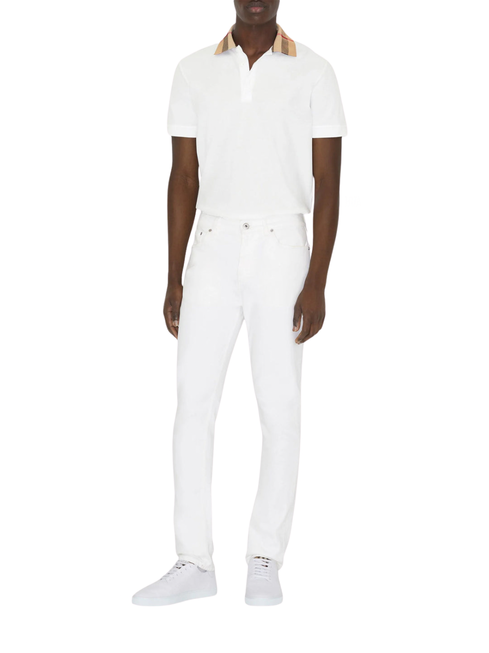 Burberry Vintage Check Collar Polo - White