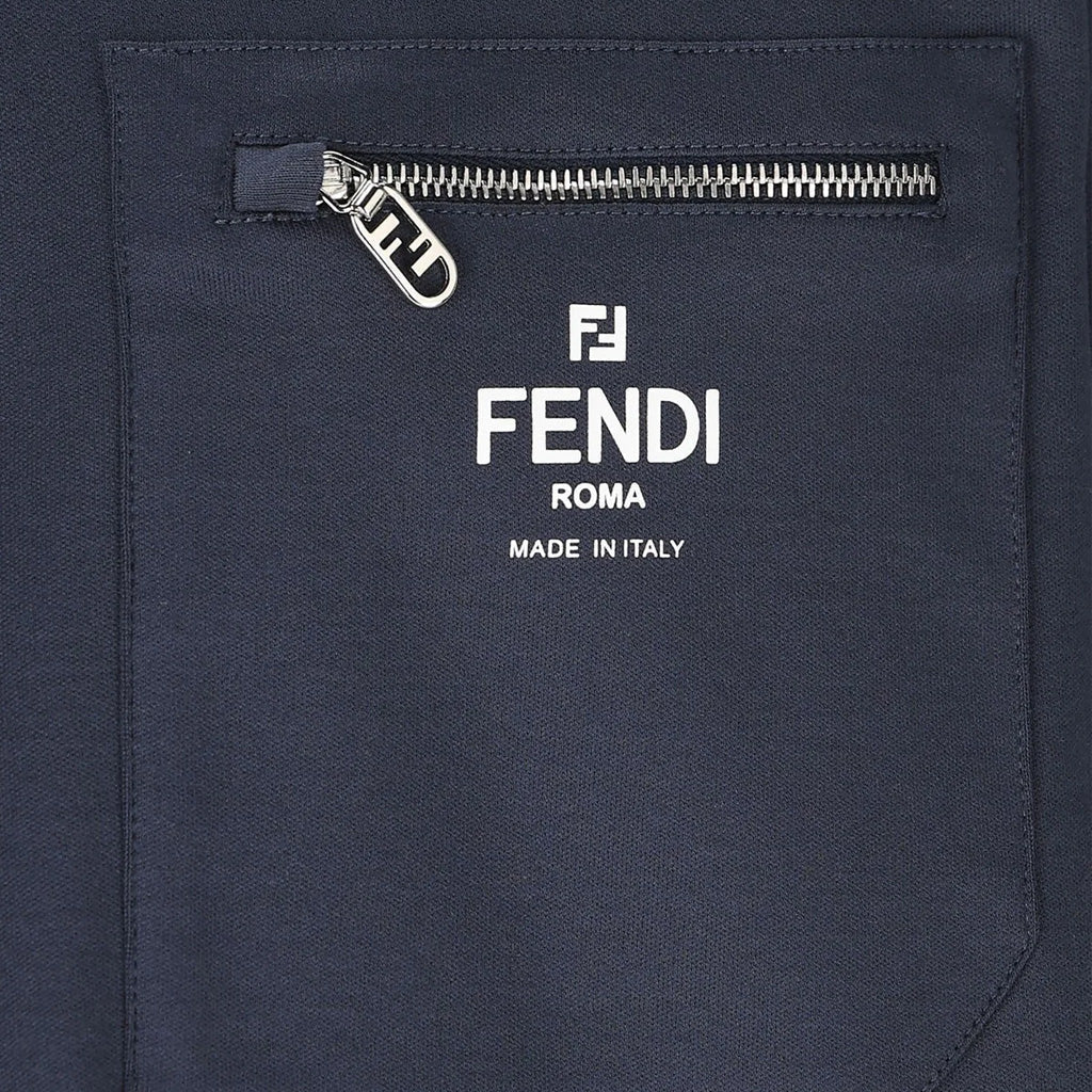 Fendi Roma Zip Detail T-Shirt - Navy